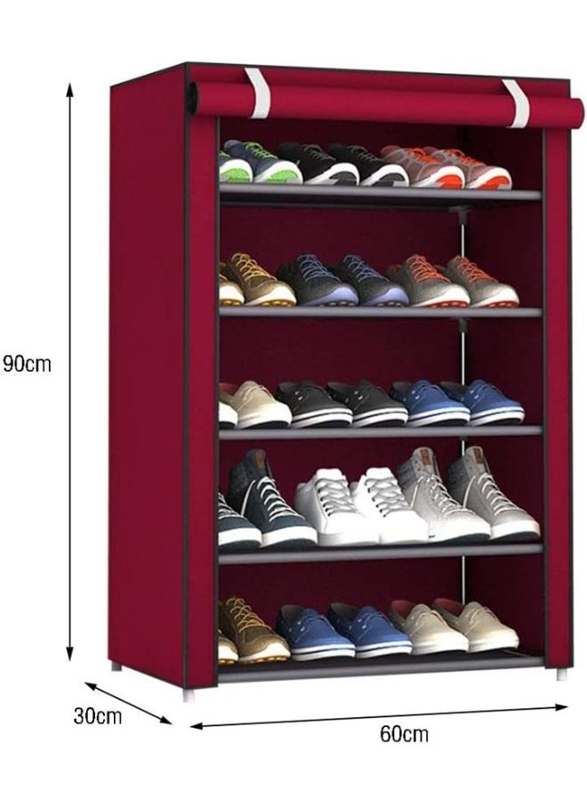 LOWHAT Rack - 5-layer Easy to assemble Shoe Rack Cabinet, Waterproof, Dustproof And Lightweight, Large capacity Shoe Cabinet Storage With Dust Cover - Image 2
